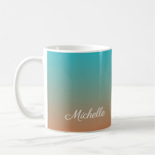 Gepersonaliseerd bruin en blauw ombre koffiemok