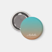 Gepersonaliseerd bruin en blauw ombre magneet (Voorkant / Achterkant)