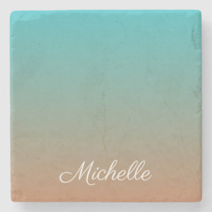 Gepersonaliseerd bruin en blauw ombre stenen onderzetter