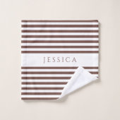 Gepersonaliseerd bruin gestreept patroon bad handdoek (Wasdoekje)