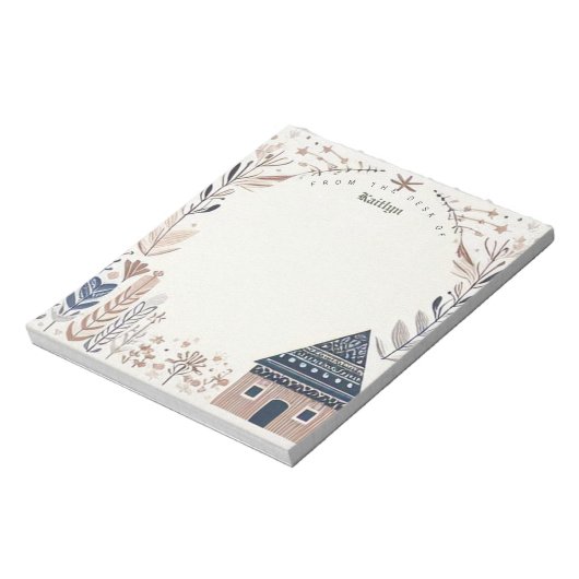 Gepersonaliseerd bruin Scandinavisch Hygge House Notitieblok (Linkerzijde)