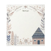 Gepersonaliseerd bruin Scandinavisch Hygge House Notitieblok (Voorkant)