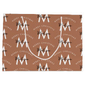 Gepersonaliseerd bruin vrolijk kerstrood monogram groot cadeauzakje (Achterkant)