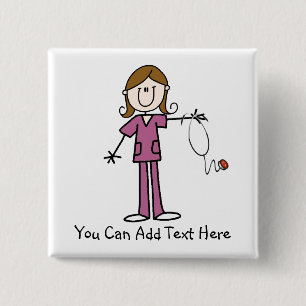 Gepersonaliseerd bruine haar-sticker Figuur Zuurza Vierkante Button 5,1 Cm