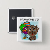 Gepersonaliseerd bruine puppy Button (Voorkant /achterkant)