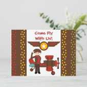 Gepersonaliseerd Brunette Boy Pilot Birthday Uitno Kaart (Staand voorkant)