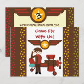 Gepersonaliseerd Brunette Boy Pilot Birthday Uitno Kaart (Voorkant / Achterkant)