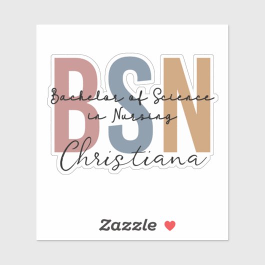Gepersonaliseerd BSN Bachelor of Science in Nursin Sticker (Vel)