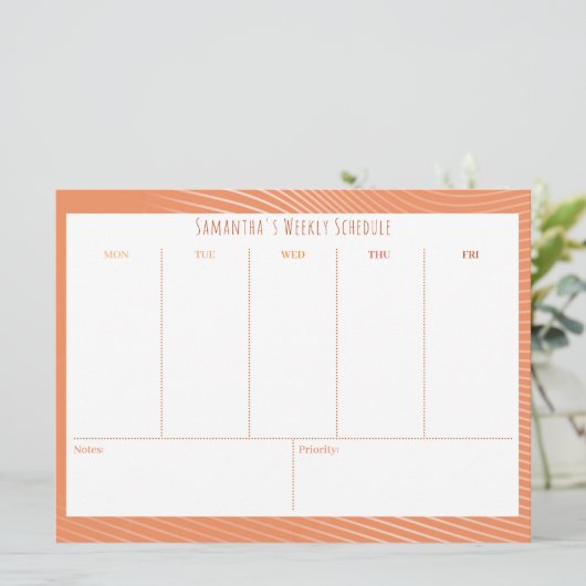 Gepersonaliseerd budget Sinaasappel weekschema (Staand voorkant)