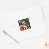 Gepersonaliseerd Bulldog pompoen taart zoet Hallow Vierkante Sticker (Envelop)