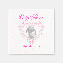 Gepersonaliseerd Bunny Rabbit Girl Pink Baby showe Servet