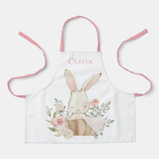 Gepersonaliseerd Bunny Rabbit roze Schort (Voorkant)