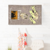 Gepersonaliseerd Burlap-effect Happy 50th Birthday Spandoek (Insitu)