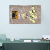 Gepersonaliseerd Burlap-effect Happy 50th Birthday Spandoek (Beurs)