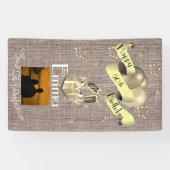 Gepersonaliseerd Burlap-effect Happy 50th Birthday Spandoek (Horizontaal)