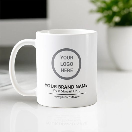 Gepersonaliseerd Business Logo Minimalistisch wit  Koffiemok