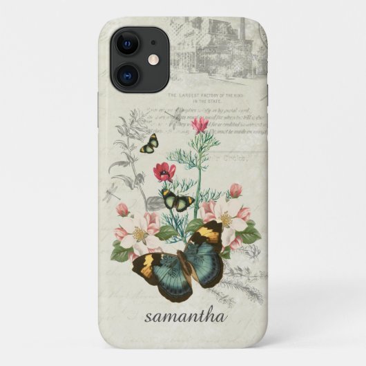 Gepersonaliseerd Butterflies Wildbloemen Ephemera Case-Mate iPhone Case (Achterkant)