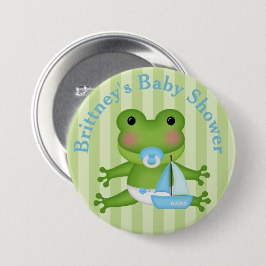 Gepersonaliseerd Button van kikkerBaby shower (Voorkant /achterkant)