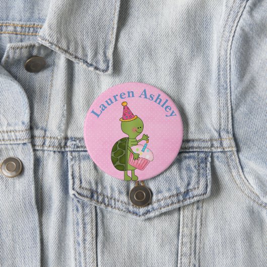 Gepersonaliseerd Button voor schildpad en cupcake (In situ)