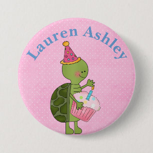 Gepersonaliseerd Button voor schildpad en cupcake