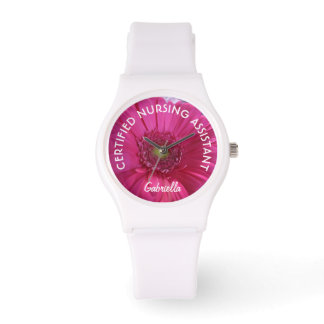Gepersonaliseerd C.N.A. Pink Daisy horloge