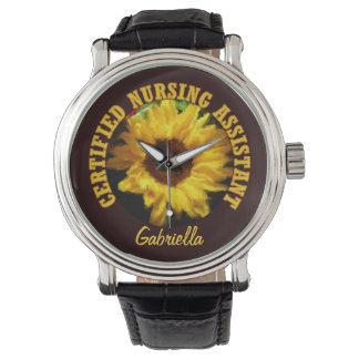 Gepersonaliseerd C.N.A Zonnebloem horloge