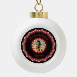 Gepersonaliseerd cadeau, naam en foto gloeiend ont keramische bal ornament