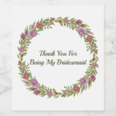 Gepersonaliseerd cadeau van de Bridesmaid van Flor Wijn Etiket (Enkel label)