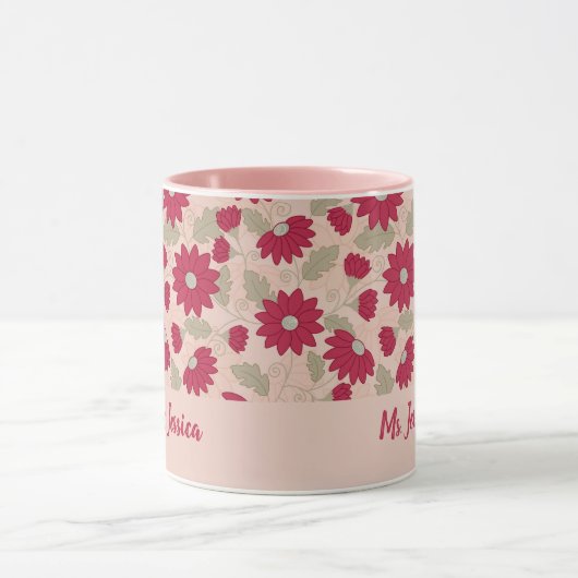 Gepersonaliseerd cadeau van de leraar, roze mok (Midden)