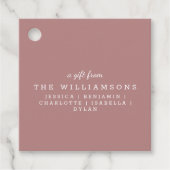 Gepersonaliseerd cadeau van modern elegant stoffig bedankjes labels (Voorkant)