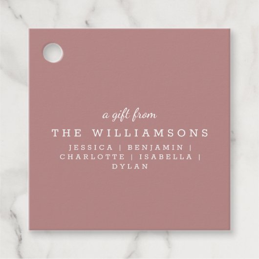 Gepersonaliseerd cadeau van modern elegant stoffig bedankjes labels (Voorkant)