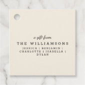 Gepersonaliseerd cadeau van moderne elegante ivoor bedankjes labels (Voorkant)