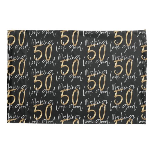 Gepersonaliseerd cadeau voor 50e verjaardag zwart  kussensloop (Achterkant)