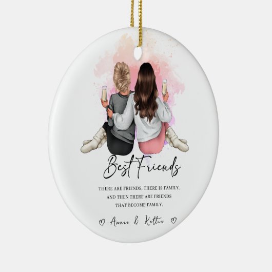 Gepersonaliseerd cadeau voor beste vriend, kerstca keramisch ornament (Rechts)