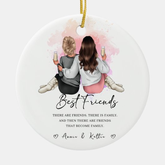 Gepersonaliseerd cadeau voor beste vriend, kerstca keramisch ornament (Voorkant)