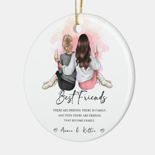 Gepersonaliseerd cadeau voor beste vriend, kerstca keramisch ornament (Links)