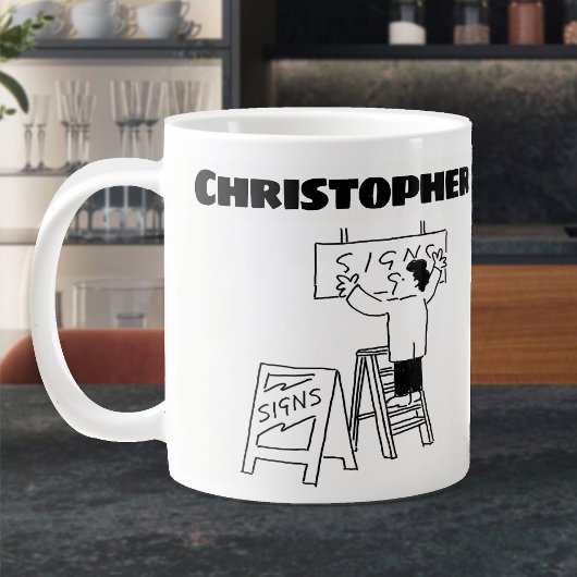 Gepersonaliseerd cadeau voor een Signmaker. signma Grote Koffiekop