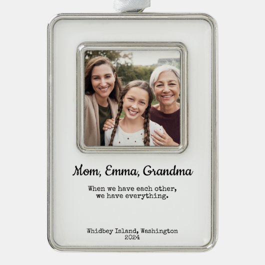 Gepersonaliseerd cadeau voor grootouders verzilverd omlijst ornament (Voorkant)