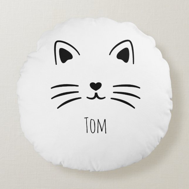 Gepersonaliseerd cadeau voor Kattenliefhebbers - k Rond Kussen (Voorkant)