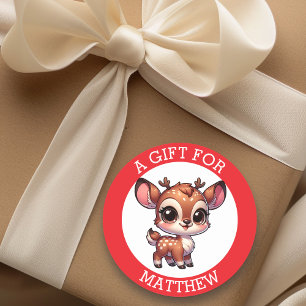 Gepersonaliseerd cadeau voor kerst ronde sticker