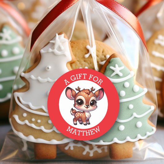 Gepersonaliseerd cadeau voor kerst ronde sticker