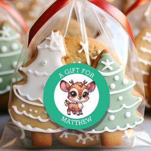 Gepersonaliseerd cadeau voor kerst ronde sticker
