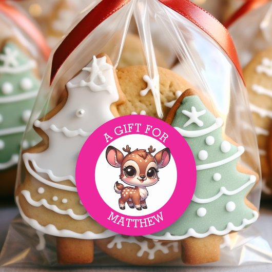 Gepersonaliseerd cadeau voor kerst ronde sticker