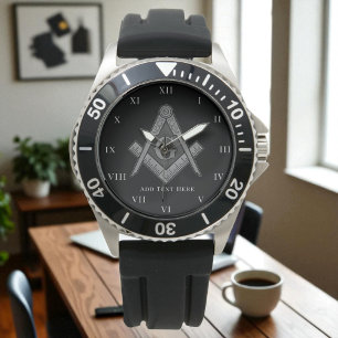 Gepersonaliseerd cadeau voor vrijmetselaar Square  Horloge