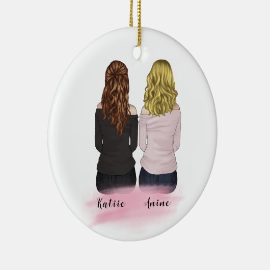 Gepersonaliseerd cadeaubericht voor beste vriend keramisch ornament (Rechts)