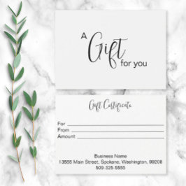 Gepersonaliseerd cadeaubon visitekaartje
