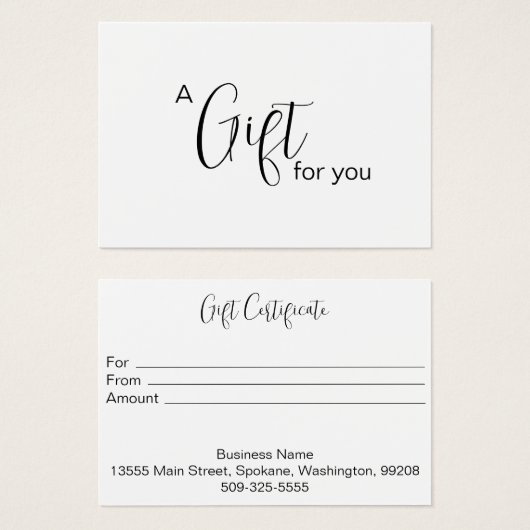 Gepersonaliseerd cadeaubon visitekaartje (Voorkant /achterkant)