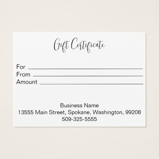 Gepersonaliseerd cadeaubon visitekaartje (Achterkant)