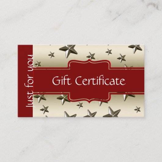 Gepersonaliseerd cadeaubon voor goudsterren kortingskaartje (Voorkant)