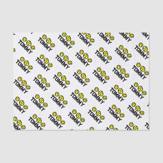 Gepersonaliseerd cadeaupapier voor tennisspeler tissuepapier (Voorkant)